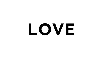 Obraz premium The word LOVE in black letters on a white background.