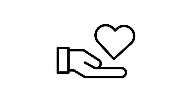 Hand holding a heart. animation icon video