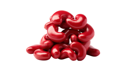 Abstract red sculpture with organic shapes isolated on transparent background