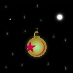 Golden Christmas Ornament in Starry Night