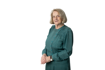 Senior woman smiling on transparent background