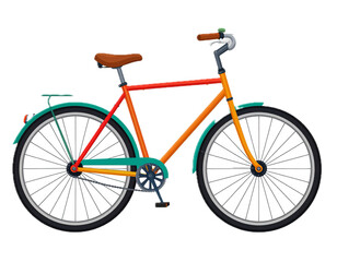 Modern colorful city bicycle cartoon illustration isolated on white background.