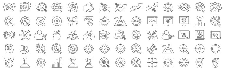 Fototapeta premium Goal, target achievement line icons