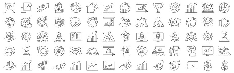 Fototapeta premium Business growth, profit, revenue, analytics, editable stroke