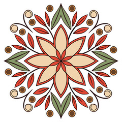 Symmetrical Botanical Floral Ornament Vector Natural Flower and Leaf Motif