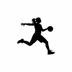 Female Basketball Player Running Jump Shot Silhouette Icon