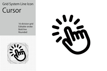 Simple cursor icon, hand icon indicating click or touch selection