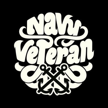Navy Veteran text with crossed anchors graphic military