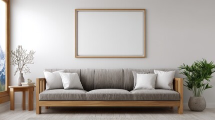 Frame mockup in modern living room interior
