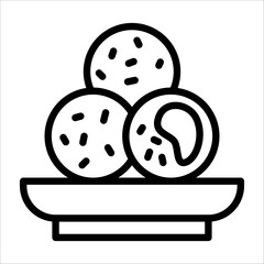 A simple single chinese sesame ball icon for design element or coloring book element