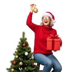 santa claus with christmas gift isolated on white background