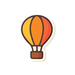 Obraz premium Flat Illustration of Hot Air Balloon in Minimal Travel Sticker Style