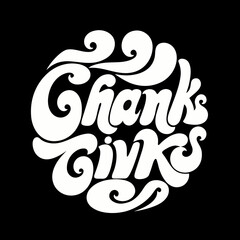 Retro 70s Thanksgiving Typography in White vector