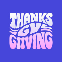 Retro 70s Thanksgiving typography warm colors vector 1