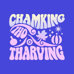 Retro 70s Thanksgiving typography warm colors vector