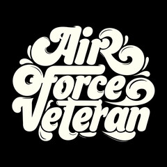 Retro Air Force Veteran Script Badge typography