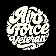 Retro Air Force Veteran circular badge graphic vector