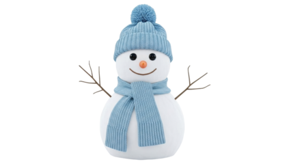 Isolated snowman with hat and scarf, winter holiday season decorative cute figurine