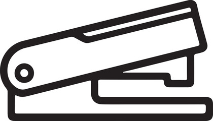 Stapler line icon for office and stationery use, Clean black-and-white line illustration of a stapler, ideal for office materials, stationery concepts, and productivity interface graphics.

