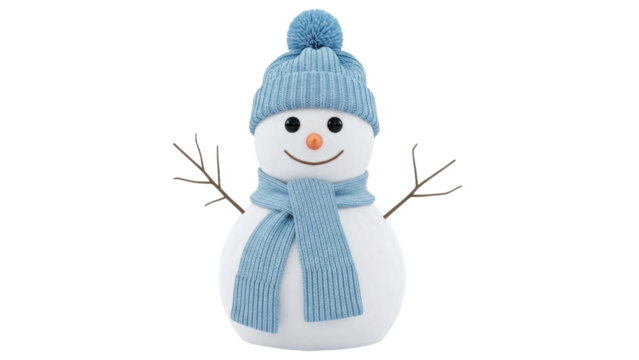 Isolated snowman with hat and scarf, winter holiday season decorative cute figurine