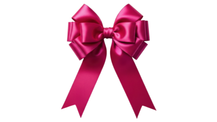 Isolated beautiful bright pink bow for gift wrap, present decoration or fancy party decor