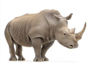 Obraz premium Majestic white rhinoceros stands proudly against a clean white background