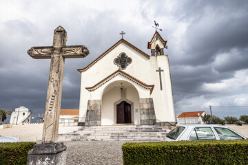 Facade of the Sanctuary of Our Lady of the Nettle in Fatima, Portugal