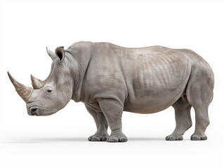 Obraz premium Majestic white rhinoceros standing proudly against a clean white background