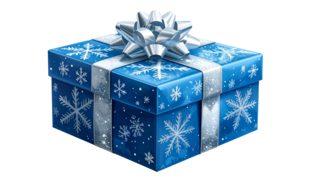 Snowflake Pattern Christmas Present Box – Transparent PNG - Powered by Adobe