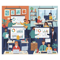 Diverse Team Collaborating in a Modern Office Environment.