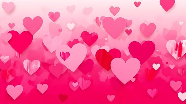 A beautiful abstract background of floating pink and red hearts in various sizes and shades for valentine s day celebration