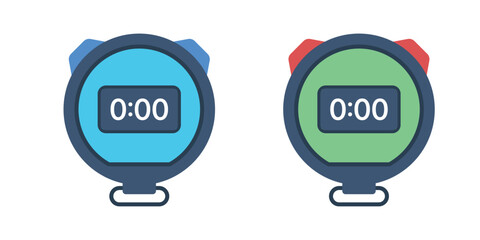Stop watch icon set vector