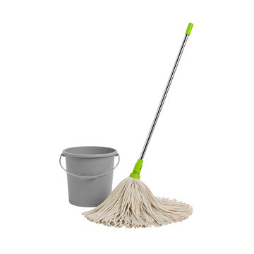 Cleaning equipment showcasing a mop and bucket against a stark dark backdrop offering clarity