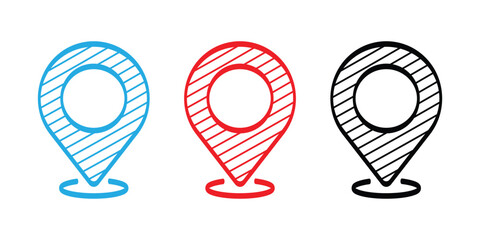 Map location pins icon set vector