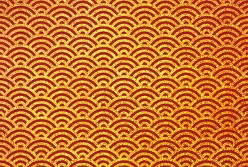 ラメグリッター_青海波文様_赤背景