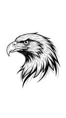 Obraz premium Majestic Eagle Head Illustration in Striking Black and White Detail Isolated on White Background