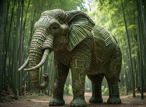 Patung gajah dari bambu