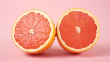 Delicious grapefruit halves on pastel pink create a vibrant, healthy vibe perfect for wellness blogs, recipes, and fresh product ads