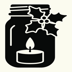 Festive Holiday Candle in Mason Jar with Holly – Cozy Winter Charm for Christmas Decor and Seasonal Ambiance