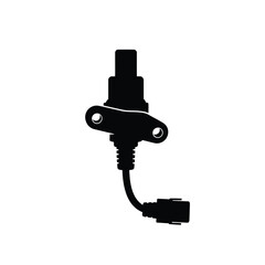 Black silhouette of a car speed sensor with cable automotive