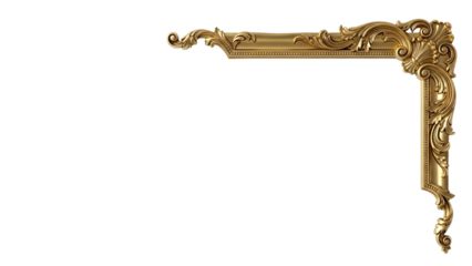 Elaborate golden corner frame with ornate swirls perfect for design elements