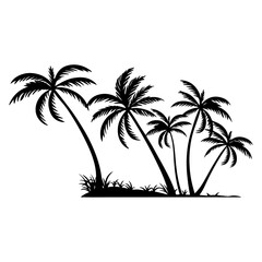 Fototapeta premium Tropical Summer Beach Vacation Surf Scene Palm Trees Ocean Wave Vintage Vector Design