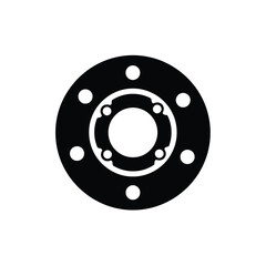 Black silhouette of a circular flange with bolt holes