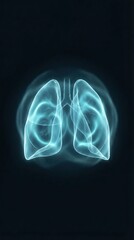 Abstract illustration of human lungs in a glowing, futuristic style