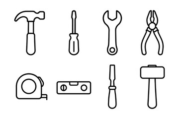 Fototapeta premium Minimalist Line Art Hand Tools for DIY and Home Repair Projects