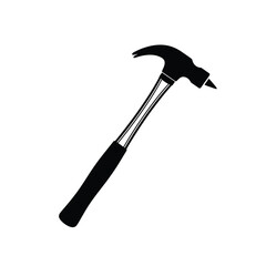 Black silhouette of a claw hammer on white background