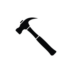 Black silhouette of a claw hammer on white tool