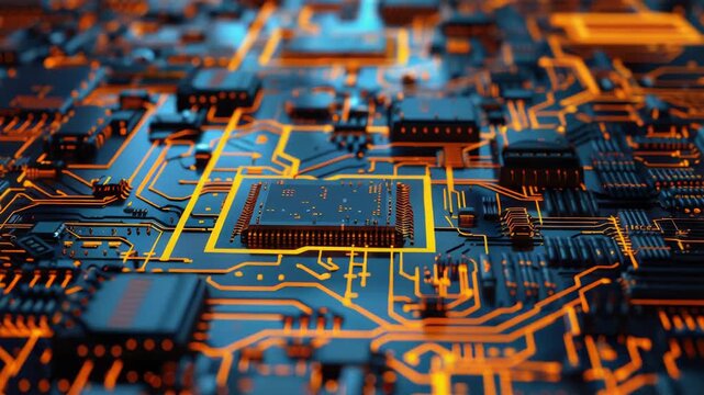 Video A detailed view of electronic components and wires on a computer circuit board, suitable for use in technology or education contexts
