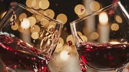 Elegant wine glasses cheer together against a soft golden bokeh background, perfect for celebrating special moments with loved ones in style