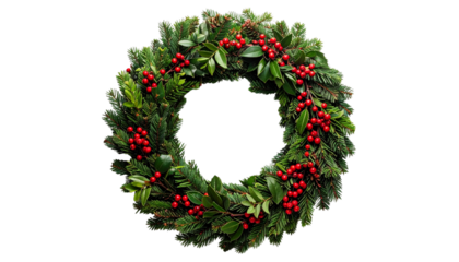 Christmas Wreath With Holly Leaves And Berries transparent background png
